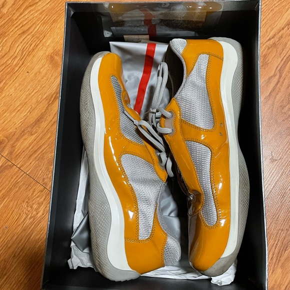 Prada Shoes | Prada Americas Cup Sneakers | Color: Gold/White | Size: 11 | Pm-43204116's Closet
